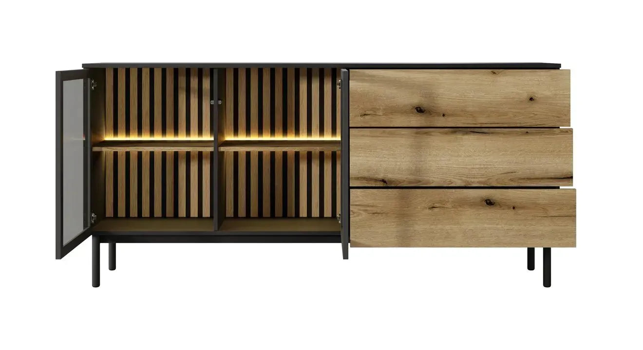 Kumode Langy 149/84/39 cm evok ozols/melns - N1 Home