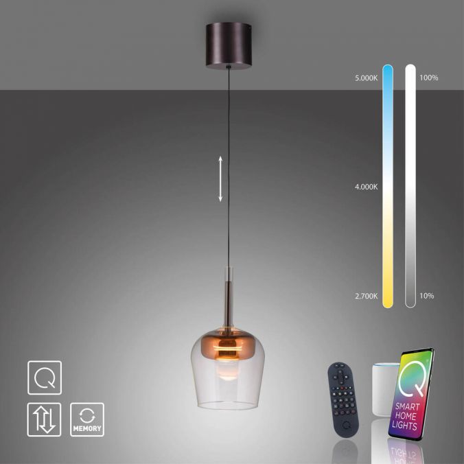 Piekaramā lampa Q-KON 200/21/21 cm melns/brūns