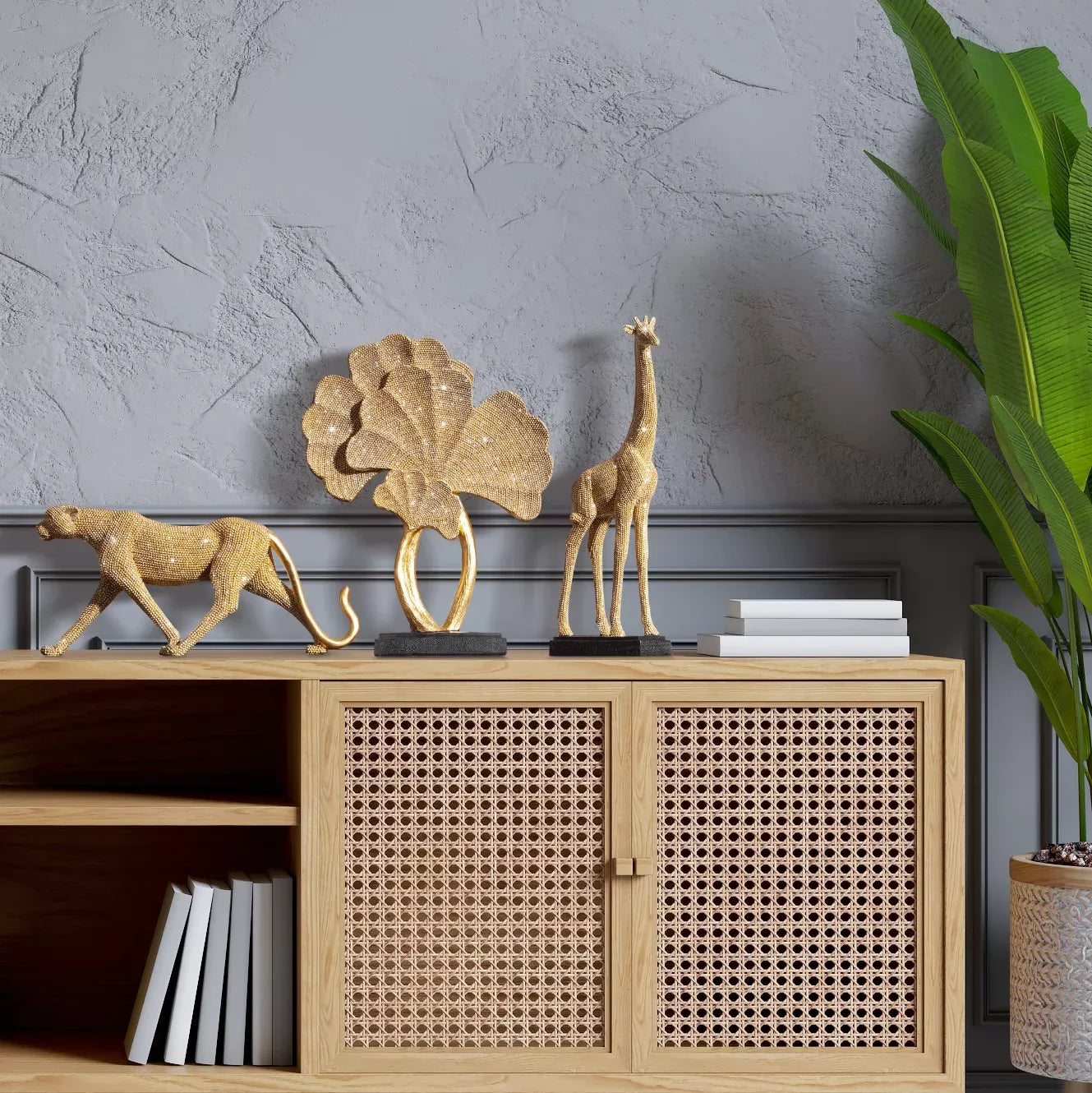 Dekoratīva figūriņa Elli ar smalku, strukturētu rakstu 13/6/34 cm zelts - N1 Home