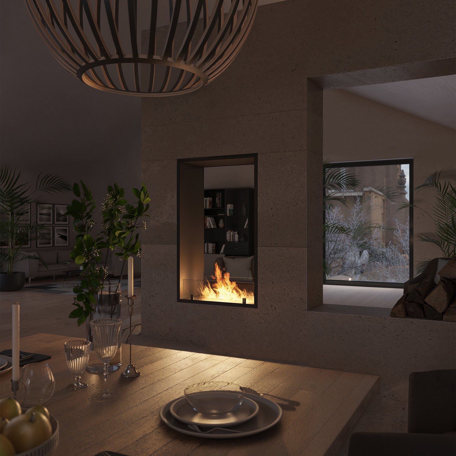 Biokamīns 2Side Slim Vert 63/113/35; 73/143/35; 83/163/35 cm melns - N1 Home