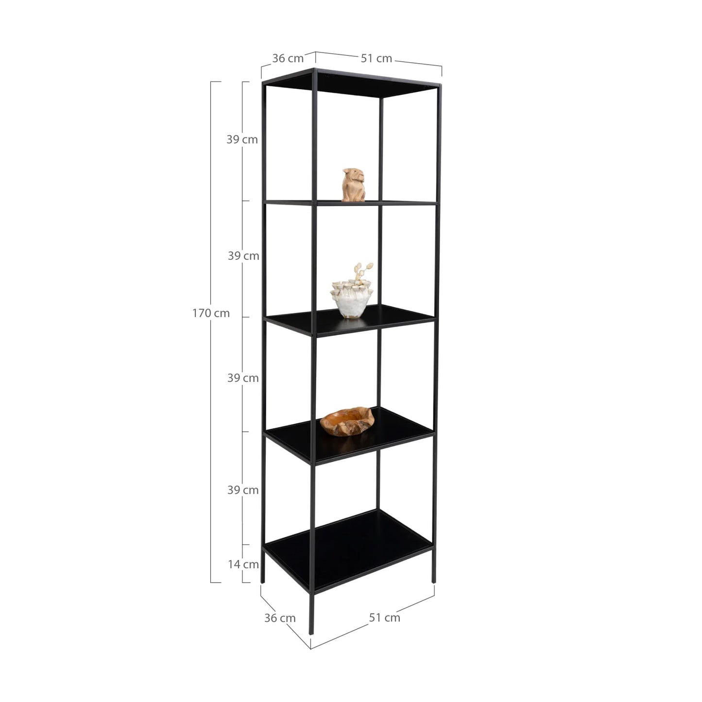 Plaukts Vitas 51/36/170 cm melns