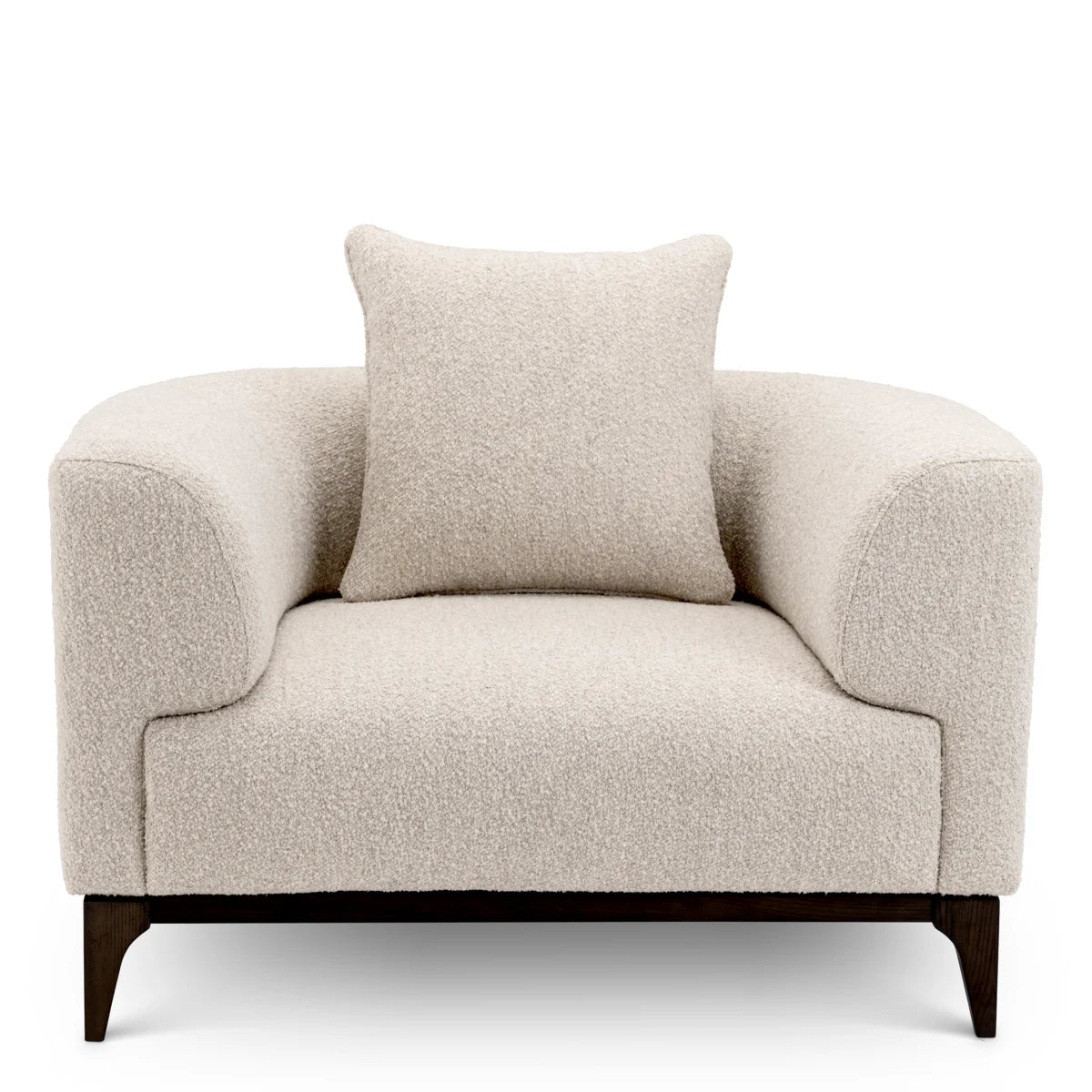 Krēsls Brannan Eichholtz 116/92/70 cm Bouclé chalk white | brown wooden base - N1 Home