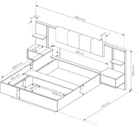 Gulta ar naktsskapitis Dasty 160/200 cm bēšs - N1 Home