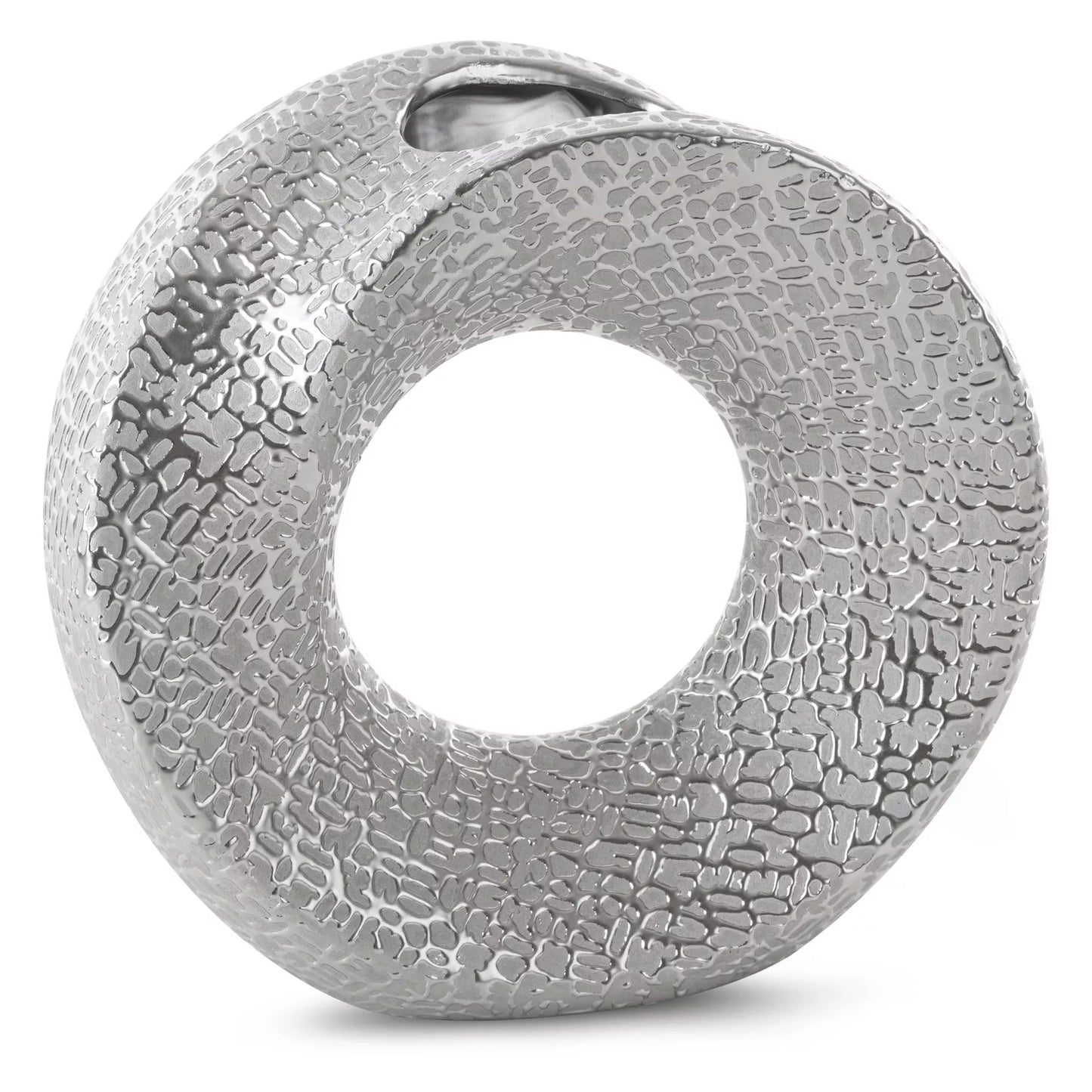 Keramikas vāze Riza ar smalku, spīdīgu rakstu 23/9/22 cm sudrabs - N1 Home