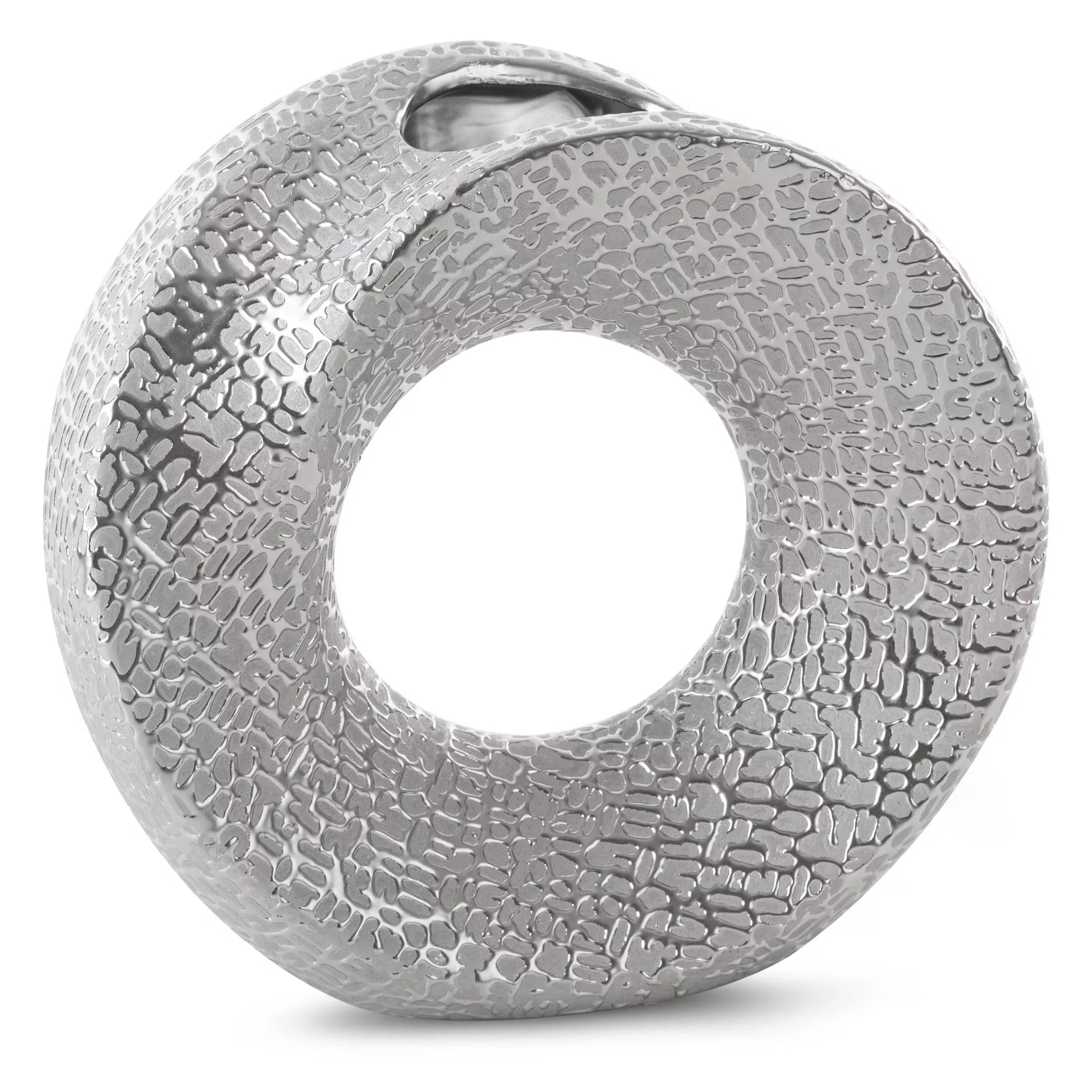 Keramikas vāze Riza ar smalku, spīdīgu rakstu 23/9/22 cm sudrabs - N1 Home
