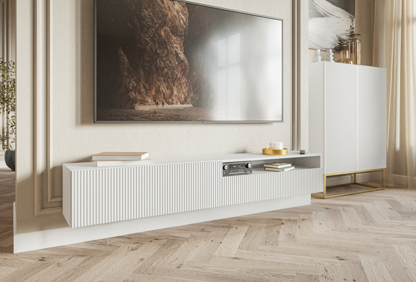 TV skapis Velda 175/28/31 cm balts