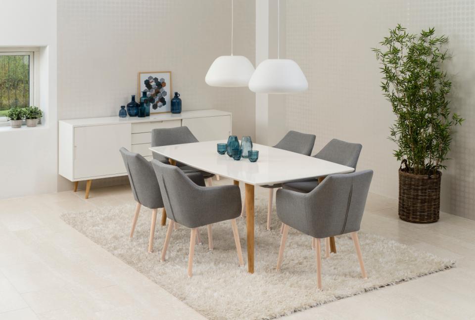 Krēsls Nor 58/58/84 cm gaiši pelēks/balts ozols - N1 Home