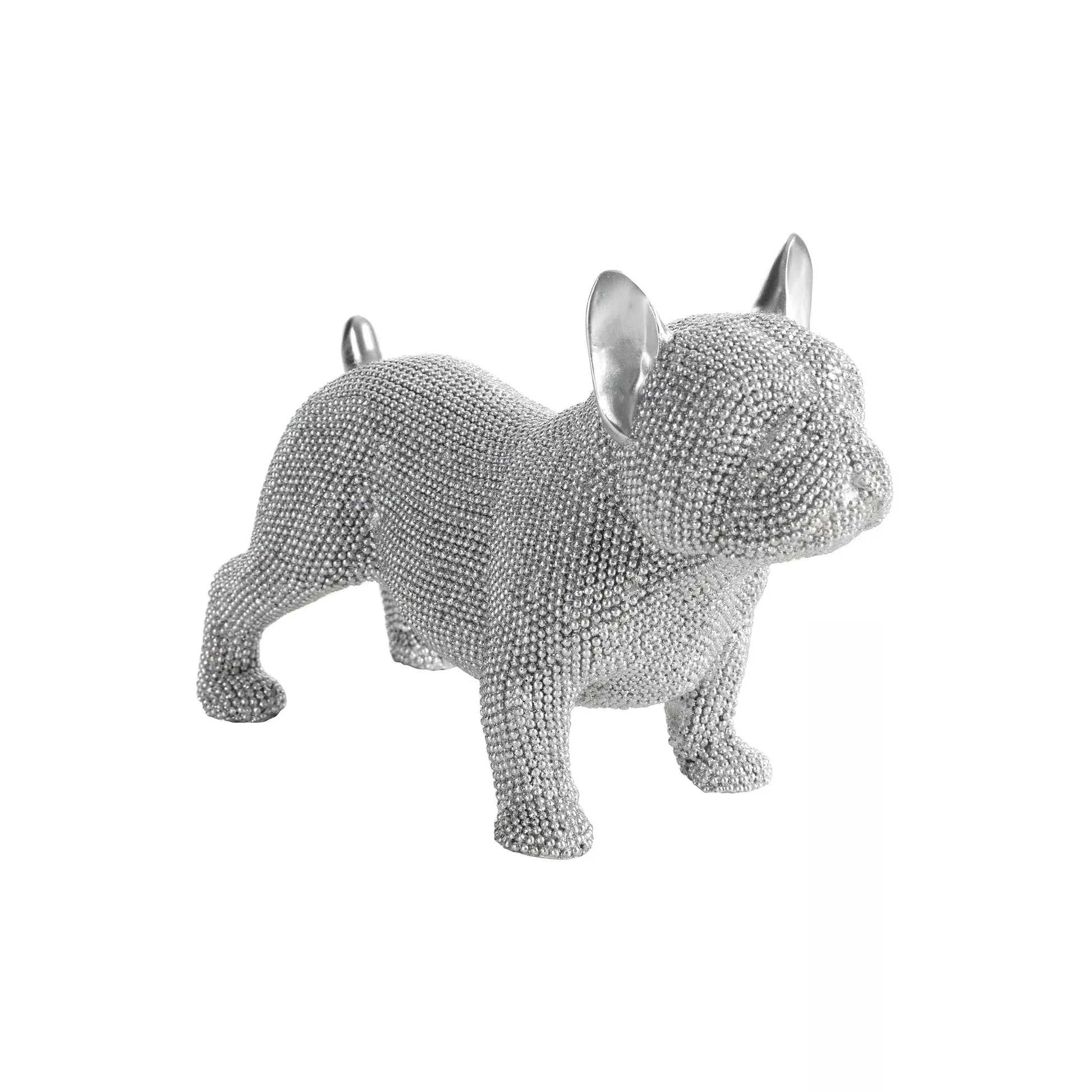 Dekoratīva figūriņa suns Elds ar smalku strukturālu rakstu 20/9/14 cm sudrabs - N1 Home