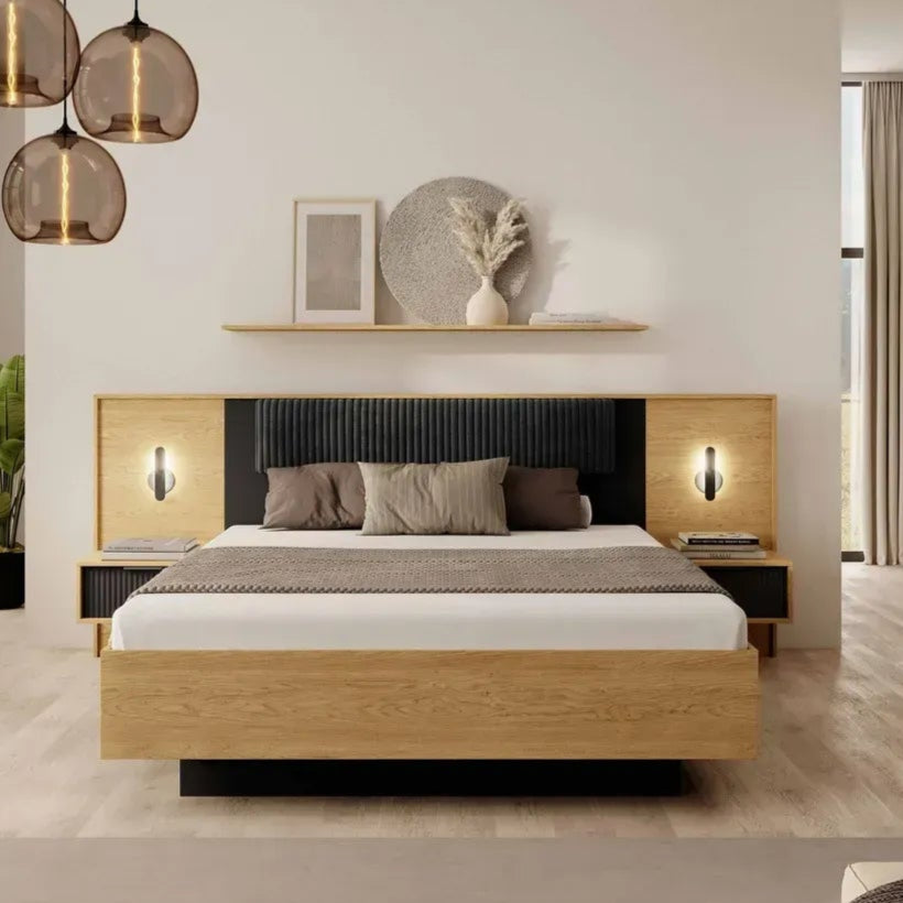 Gulta Balta 160/200 cm baltik ozols/melns - N1 Home