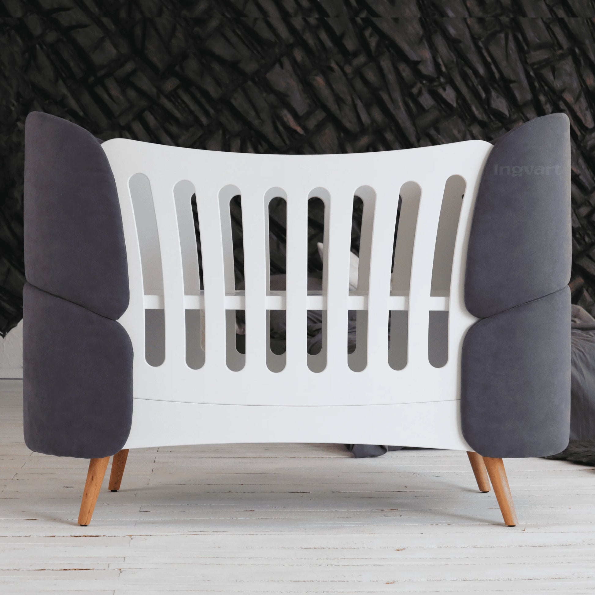 Ovāla bērnu gultiņa Transformers Fly Bed velvet 145/104/66 cm violeta krāsa - N1 Home