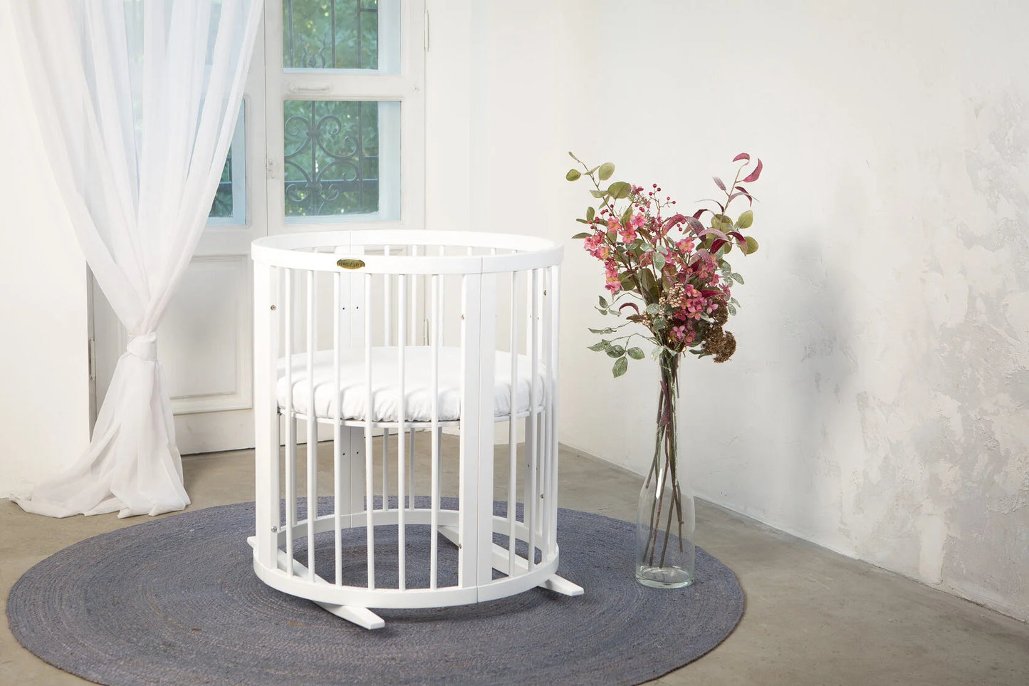 Ovāla bērnu gultiņa Transformers Smart Bed 7 in 1 82/75/60 cm balts - N1 Home