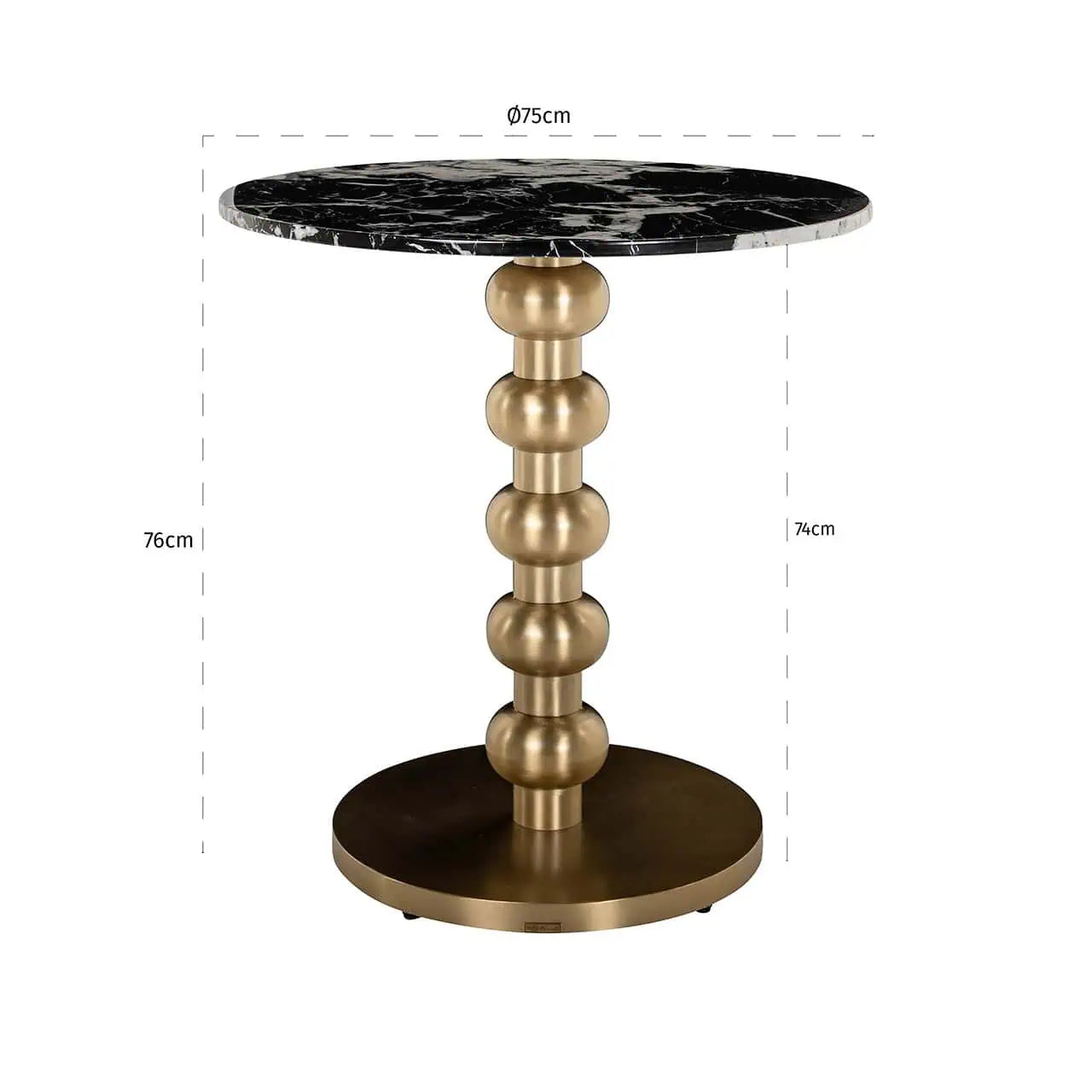 Kafijas galdiņš Witlox Richmond Interiors 76/75/75 cm melns/zelts - N1 Home