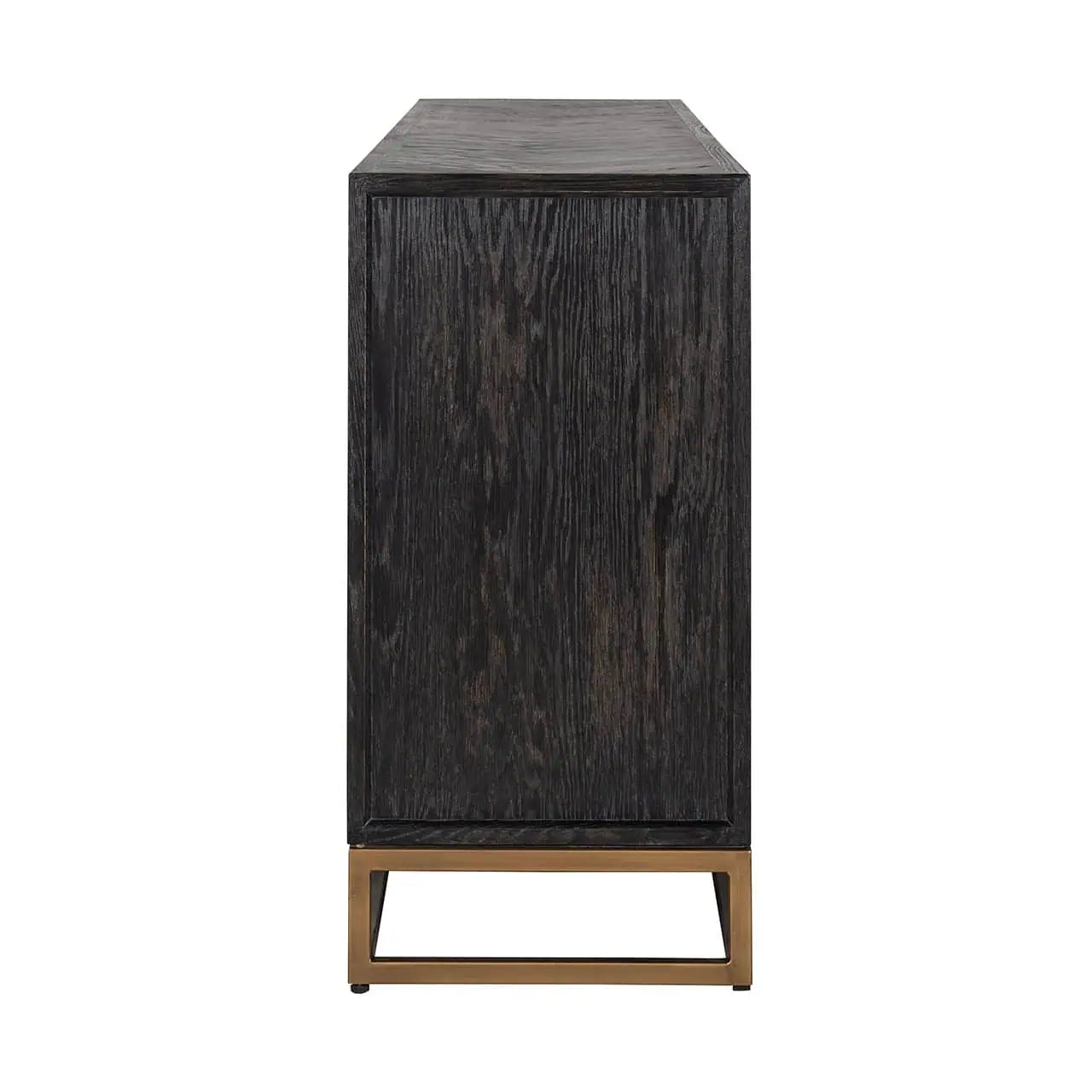 Kumode Blackbone misiņa 4 durvis Richmond Interiors 91/225/45 cm melna rustikāla - N1 Home