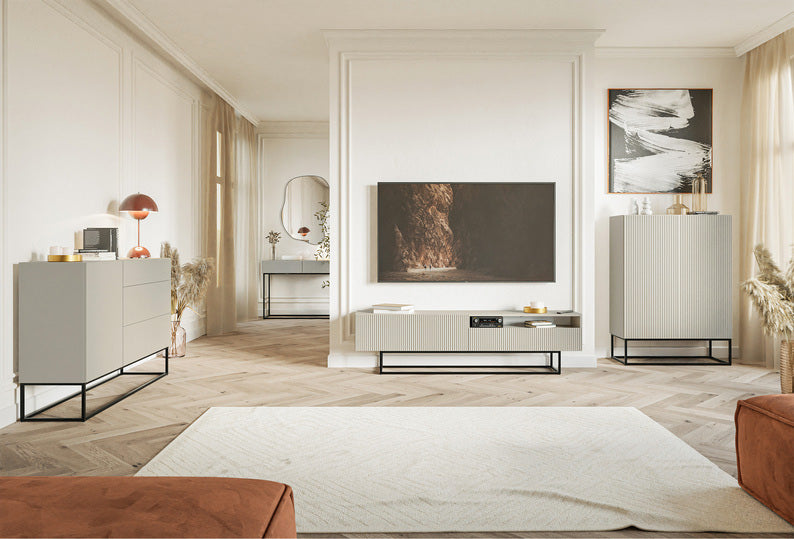 TV skapis Velda 175/46/31 cm bēšs/melns