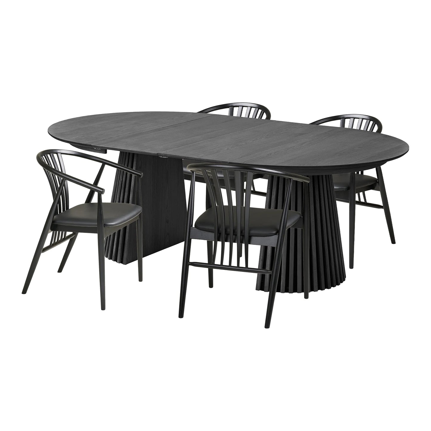 Ēdamgalda komplekts Osara 120/120-160-200/75 cm melns