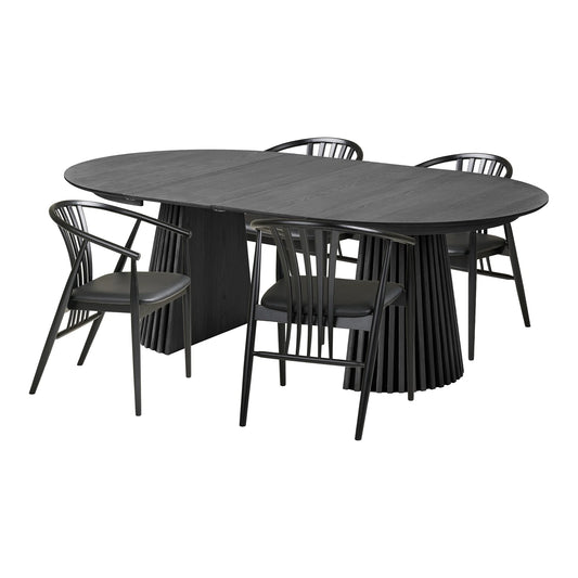 Ēdamgalda komplekts Osara 120/120-160-200/75 cm melns