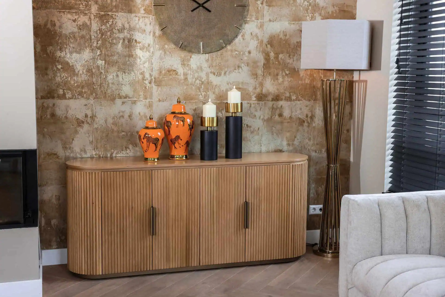 Svečturis Tess large Richmond Interiors 43/13,5/13,5 cm melns/zelts - N1 Home