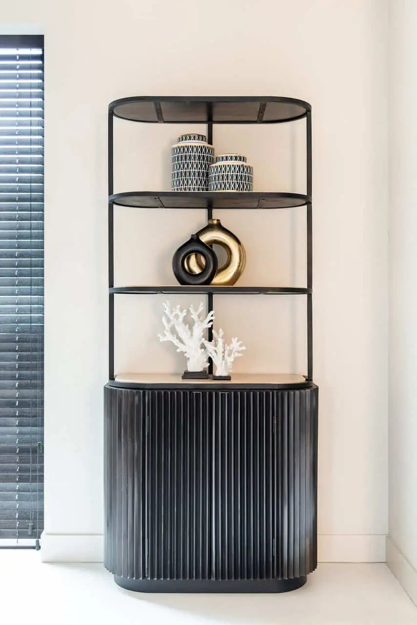 Vāze Richmond Interiors Felice 22/19/7 cm melns - N1 Home