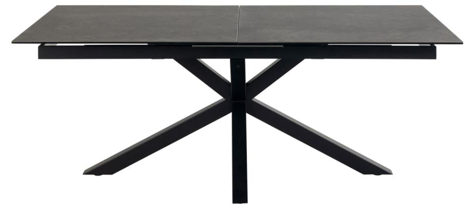 Galds Heva 200/240x100x76 cm melna Fairbanks neapstrādāta keramika - N1 Home