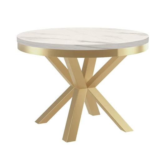 Galds Narv zelts 100/176 cm; 120/196 cm balts marmors - N1 Home