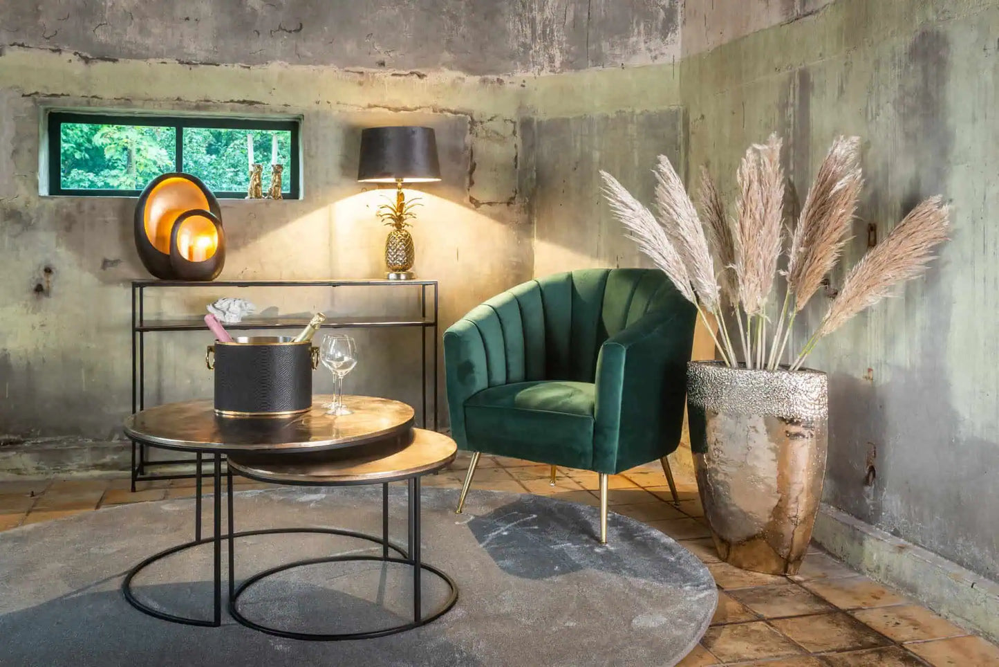 Kafijas galds Asher champagne gold (Set of 2) Richmond Interiors 47/82 cm šampaņ - N1 Home