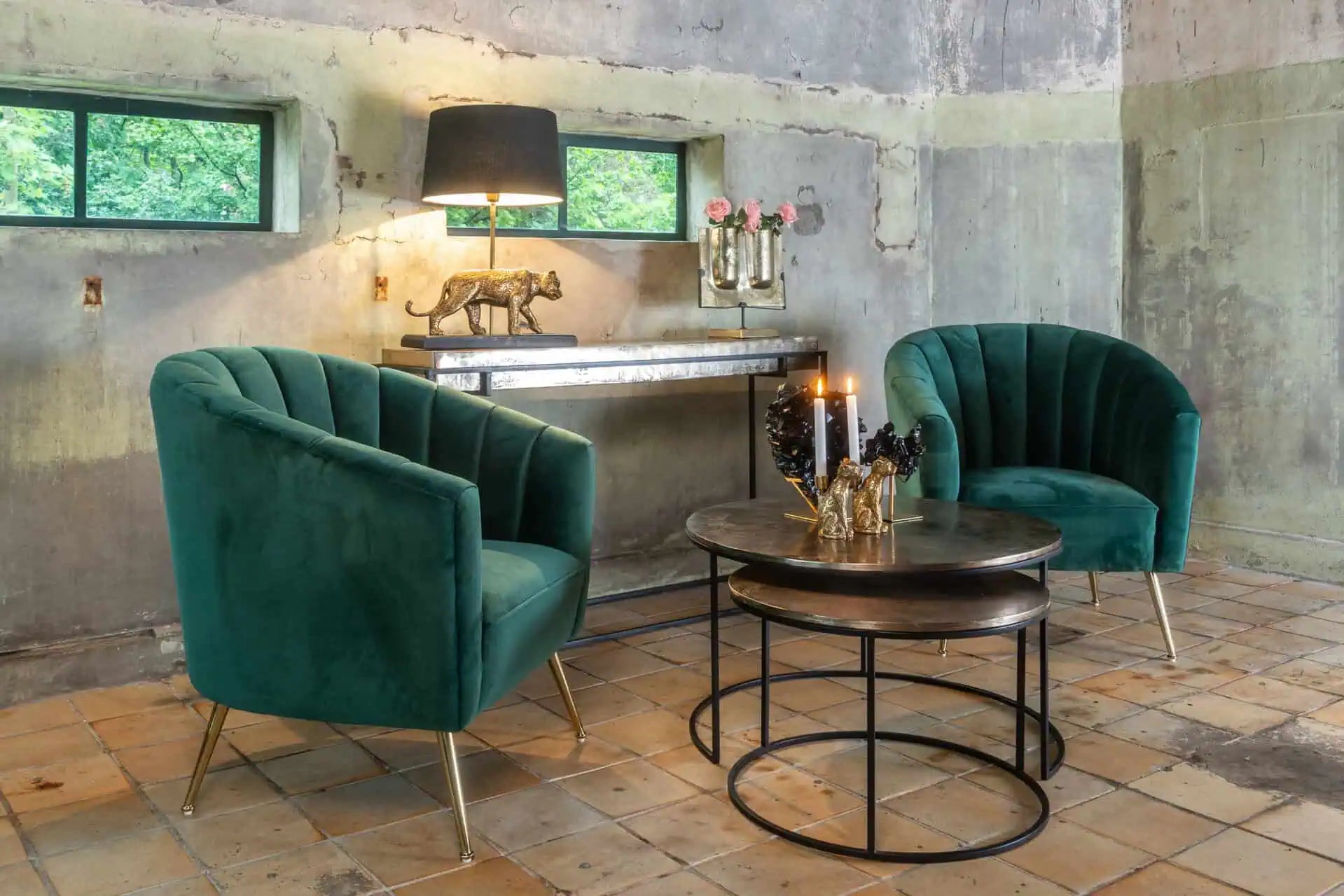 Kafijas galds Asher champagne gold (Set of 2) Richmond Interiors 47/82 cm šampaņ - N1 Home