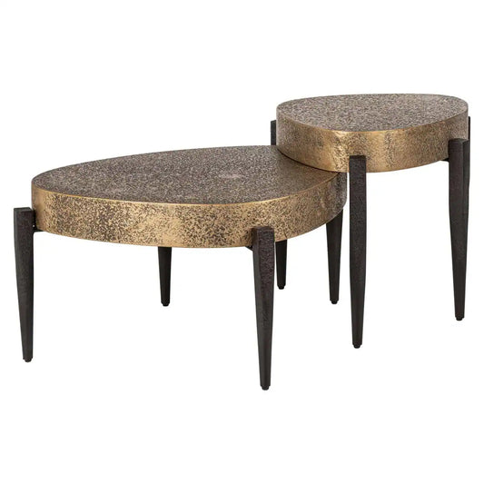 Kafijas galds Marquee black/gold (Set of 2) Richmond Interiors 49/68/89 cm zelts/melns - N1 Home