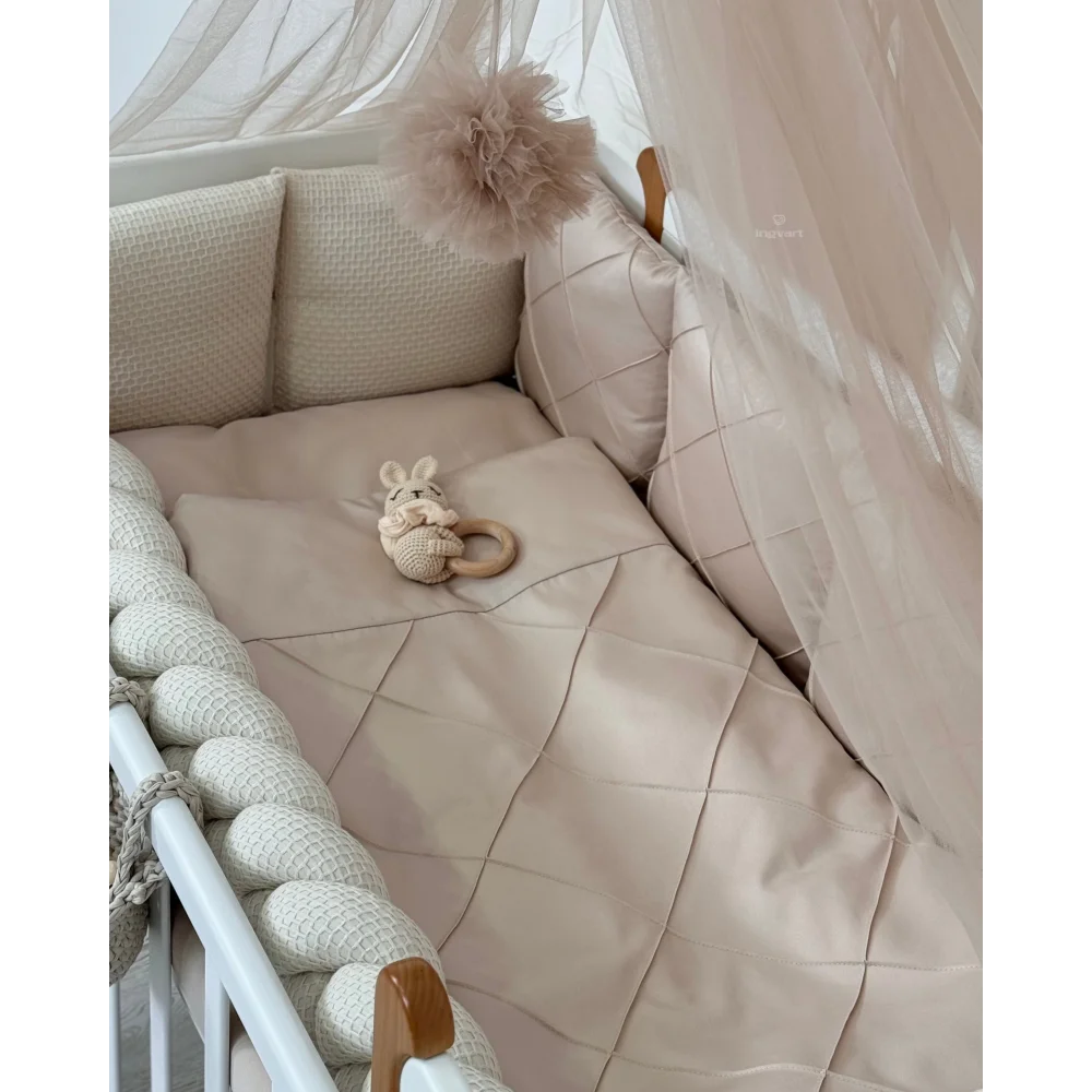 Satīna Gultas Veļas Komplekts "Platīns" bēšs - N1 Home