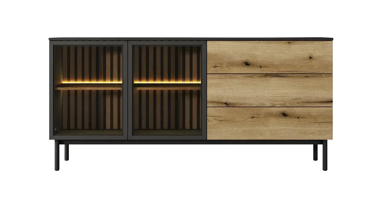 Kumode Langy 149/84/39 cm evok ozols/melns - N1 Home