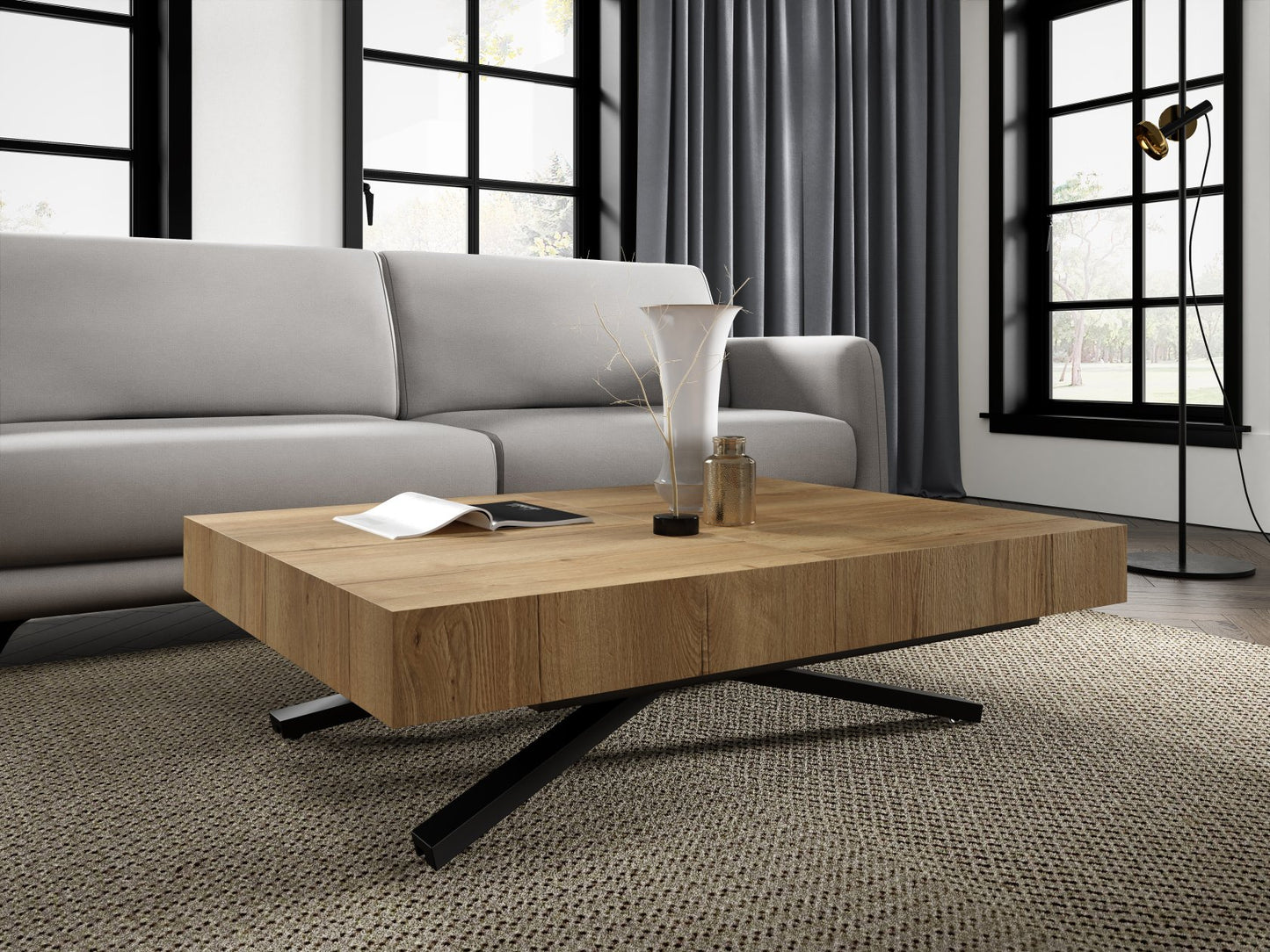 Galds Tiks X 27-80/120-200/80 cm Dabīgs Halifax ozols - N1 Home