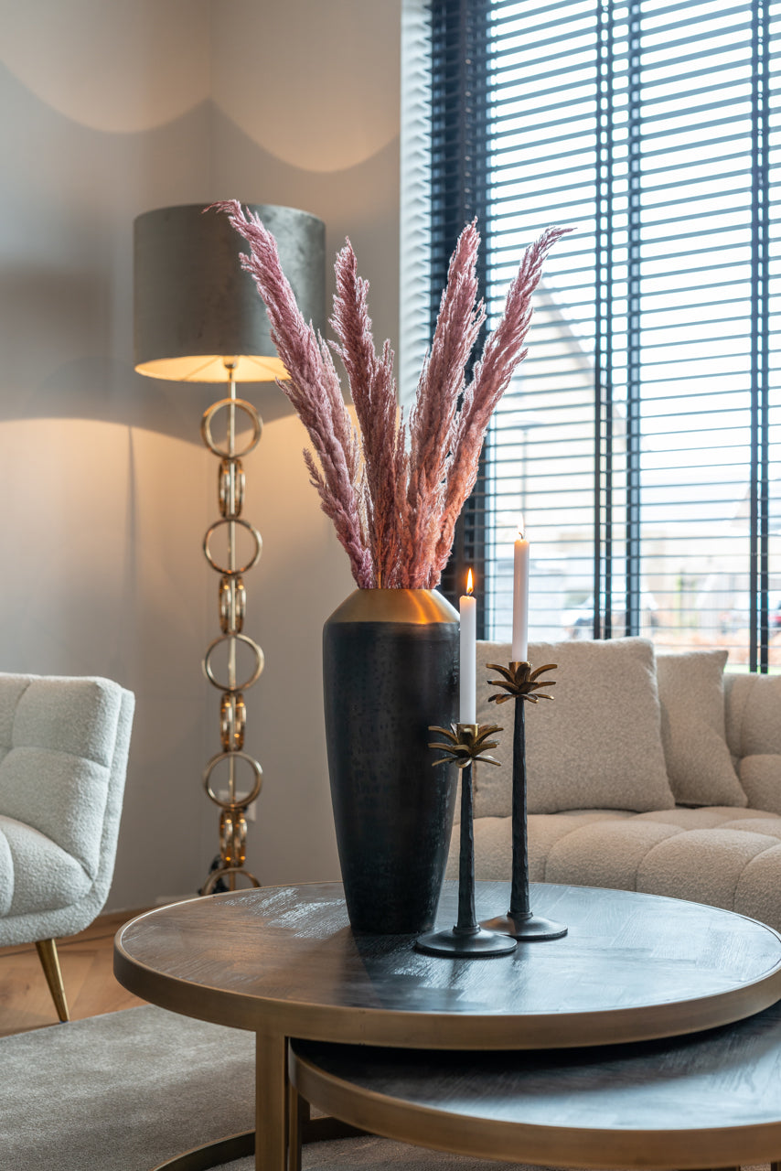 Kafijas galds Blackbone Brass black rustic (Set of 2) Richmond Interiors 42/91,5; 36,5/74 cm melns/bronza - N1 Home