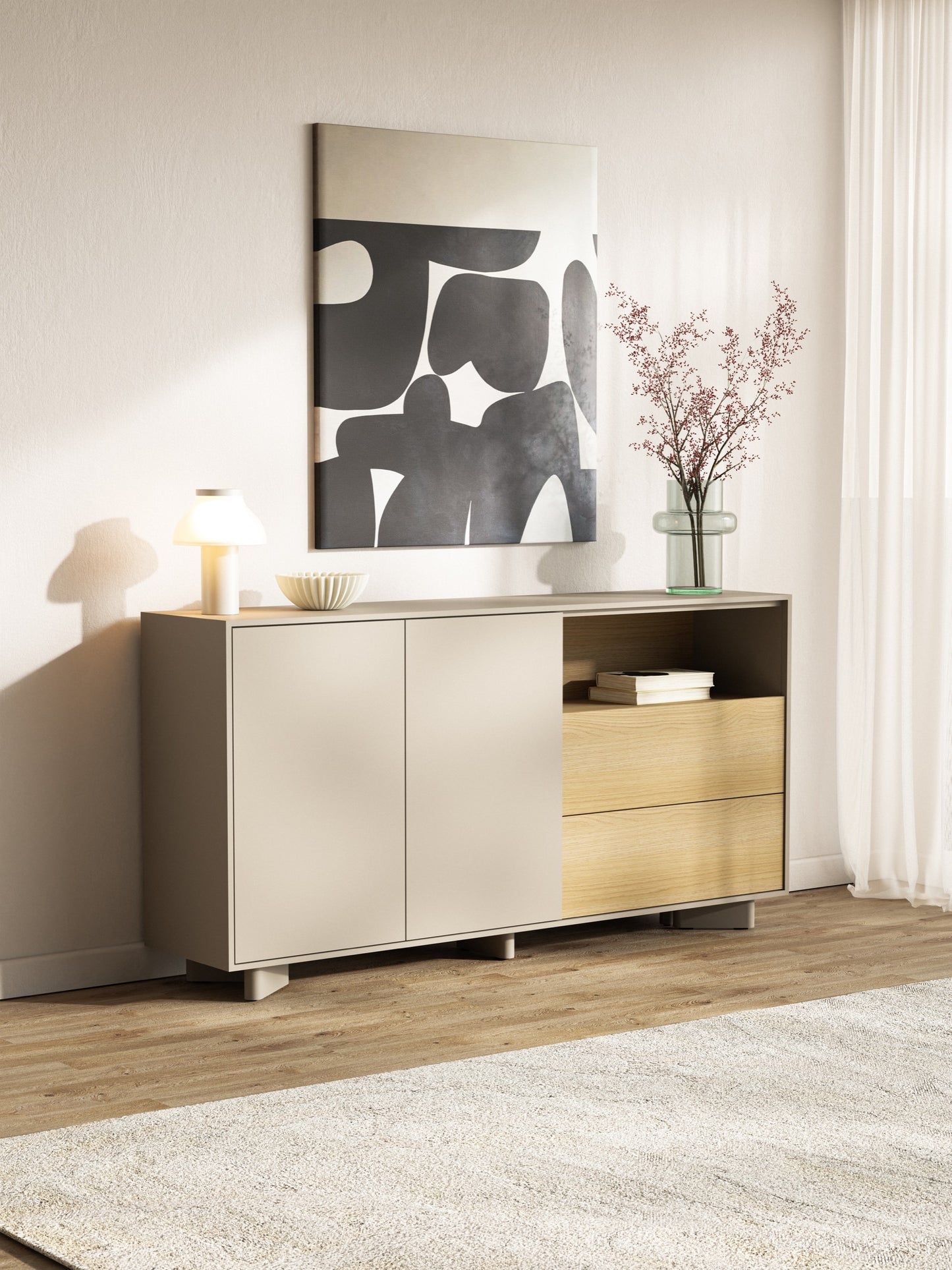 Kumode Distri 156/80/35 cm Vičencas ozols/kašmirs