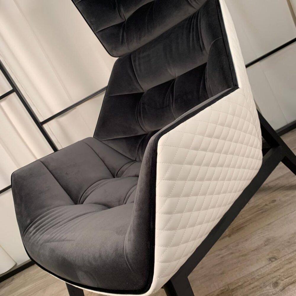 Krēsls Dot Design Vojens samta 68x108x43 cm melns/balts - N1 Home