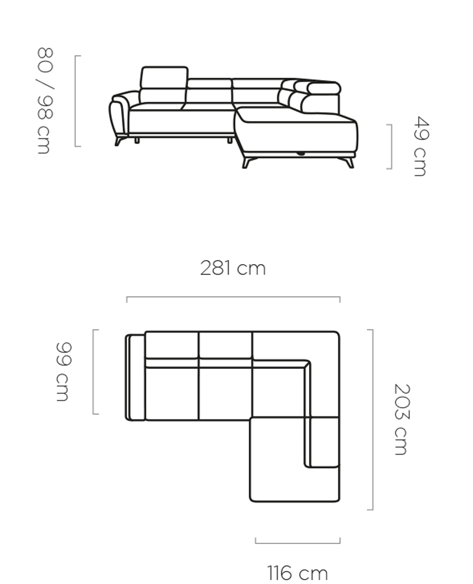 Dīvāns ALTA 281/203/99 cm - N1 Home