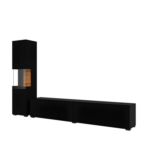 Sienas bloks Avalon 180/140/35 cm melns oniks/Votan ozols - N1 Home