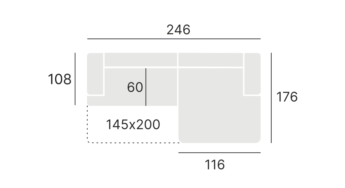 Dīvāns Alivari 246/96/60 cm Matt Velvet 09 - N1 Home