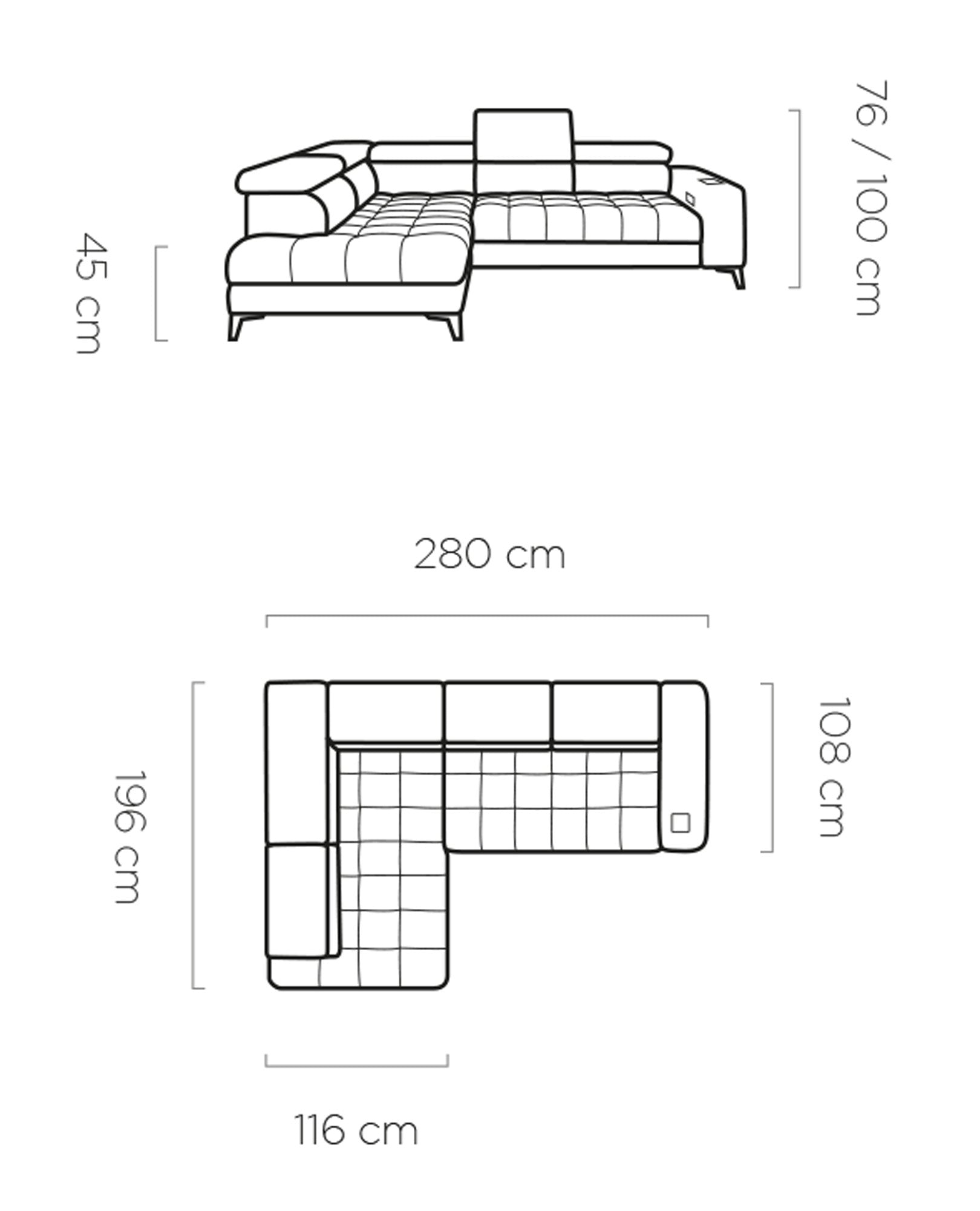 Dīvāns BARO 280/196/108 cm - N1 Home