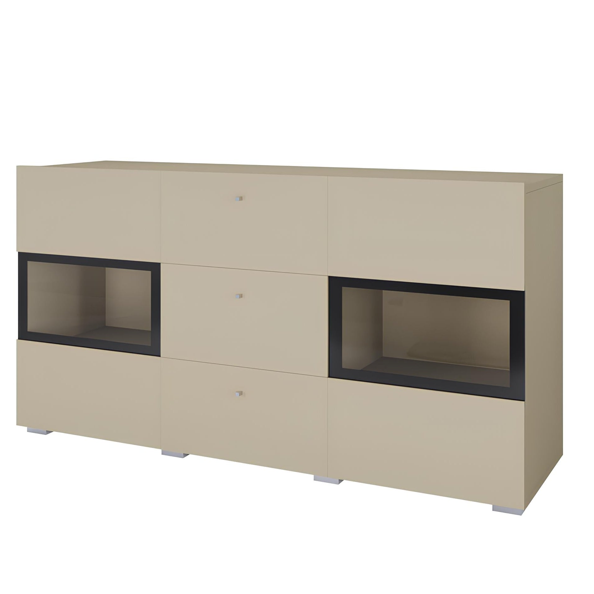 Kumode Barots 132/39/70 cm gaiši bēšs/melns - N1 Home