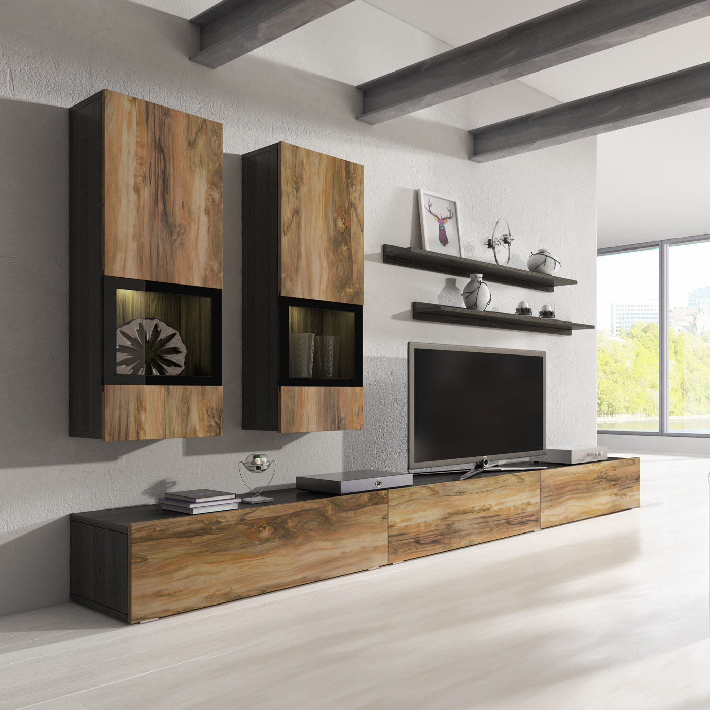 Sienas bloks Barots 270/41 cm satīna nusbaum/melns