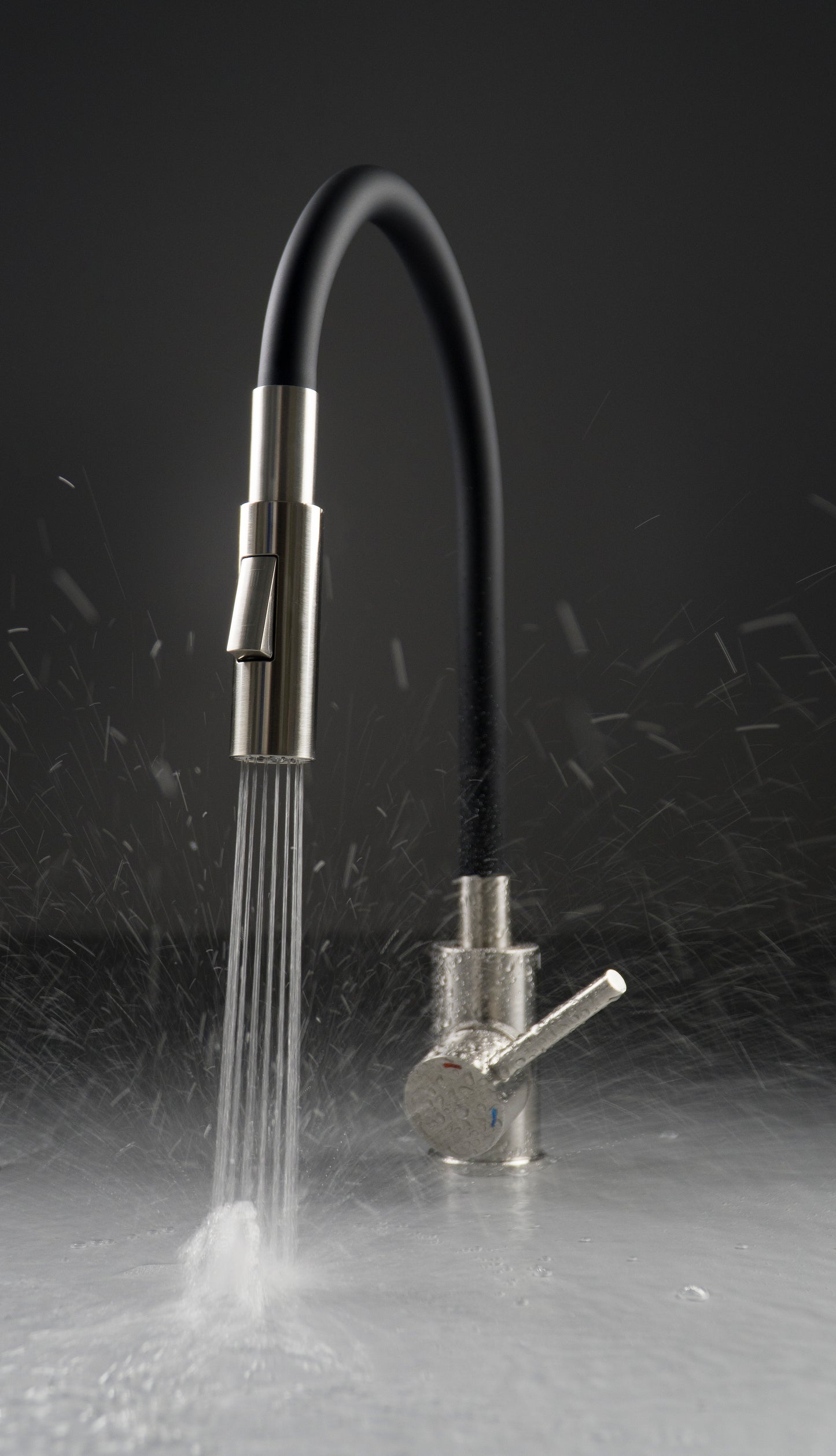 Virtuves maisītājs ar elastīgu snīpi - 2 veidu sprauslas Luno 400 mm matēts tērauds/antracīts - N1 Home