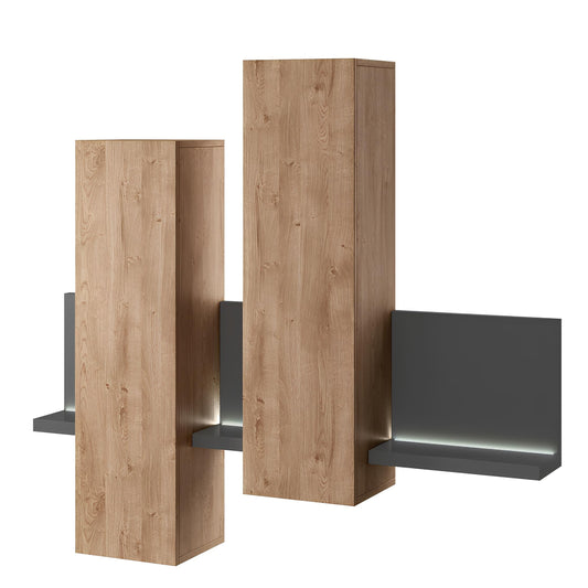 Skapis Botas 152/235/142 cm antracīts/ribbeka ozols