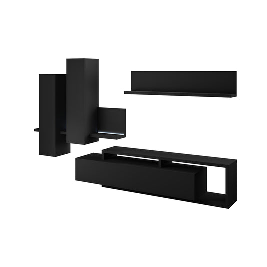 Sienas bloks Botes 219+/52/200 cm melns supermatēts - N1 Home