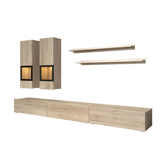 Sienas bloks Barots 270/41 cm San Remo gaišā ozola lamināts/melns - N1 Home