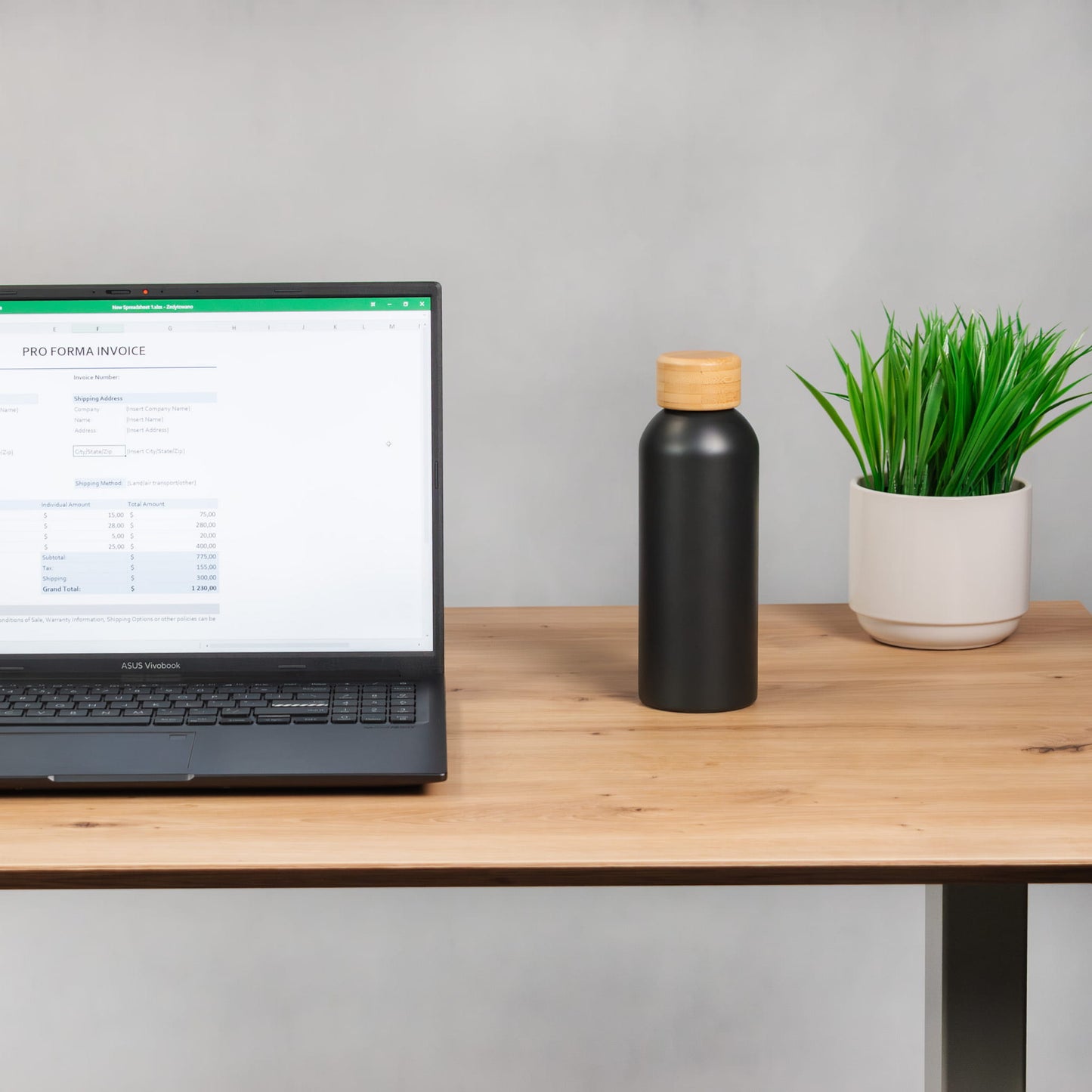 Biroja galds Conti Pro 60/120 cm melns/Artizan ozols - N1 Home