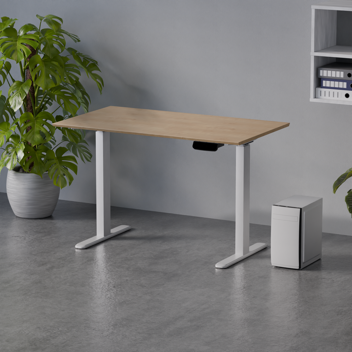 Biroja galds Conti Pro 60/120 cm balts/Hamilton ozols - N1 Home
