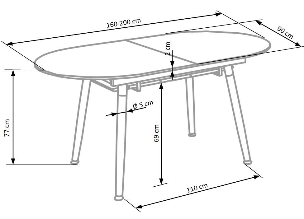 CB balts izvēršams galds / sanremo ozols 160-200/90/76 cm