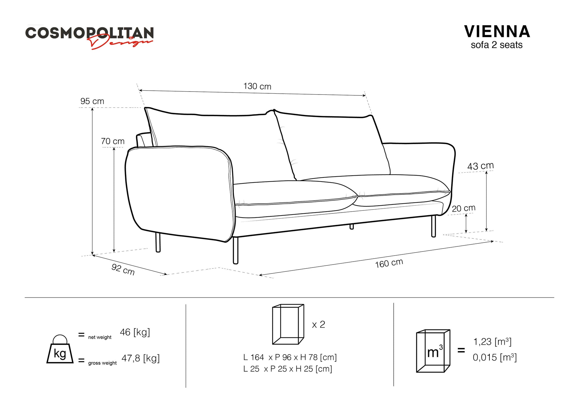 Dīvāns  Cosmopolitan Design Vienna 200x92x95 cm bordo - N1 Home