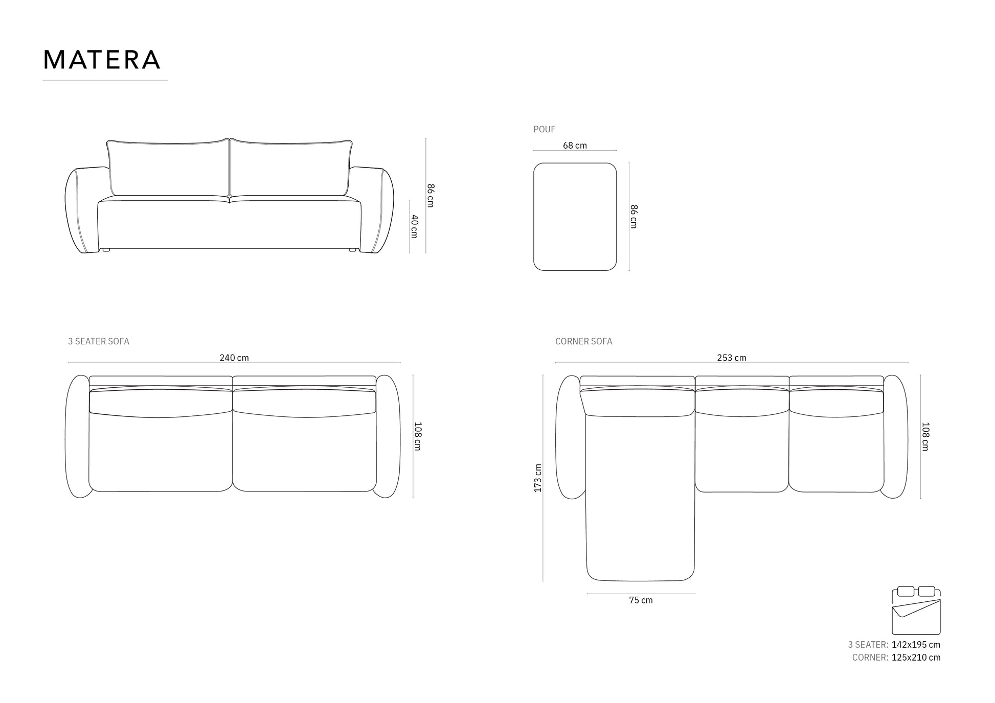 Dīvāns Cosmopolitan Design Matera 190x62x16 cm terrakota - N1 Home