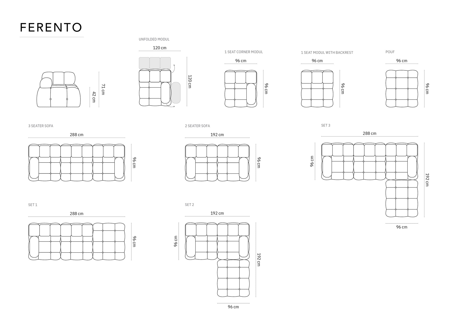 Dīvāns Cosmopolitan Design Ferento 288x96x71 cm melns - N1 Home