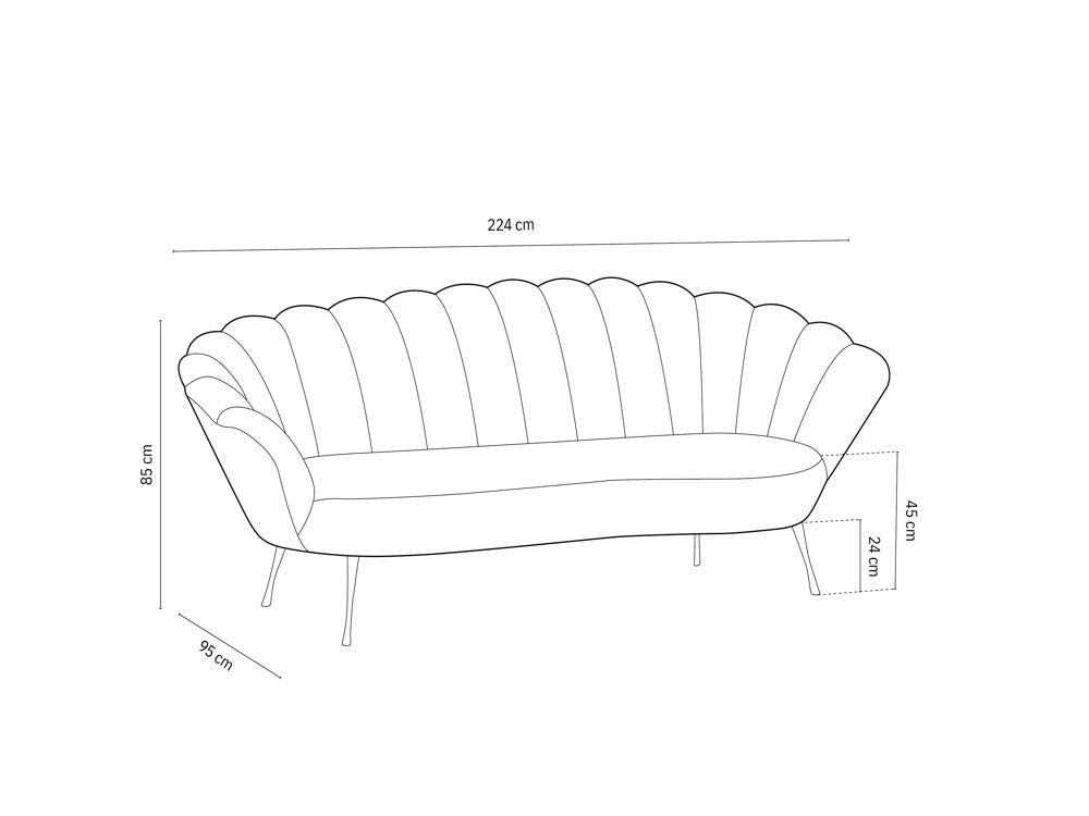 Dīvāns Kingston Cosmopolitan design 224x95x85 cm Ma 2239/3 kāju krāsas - N1 Home